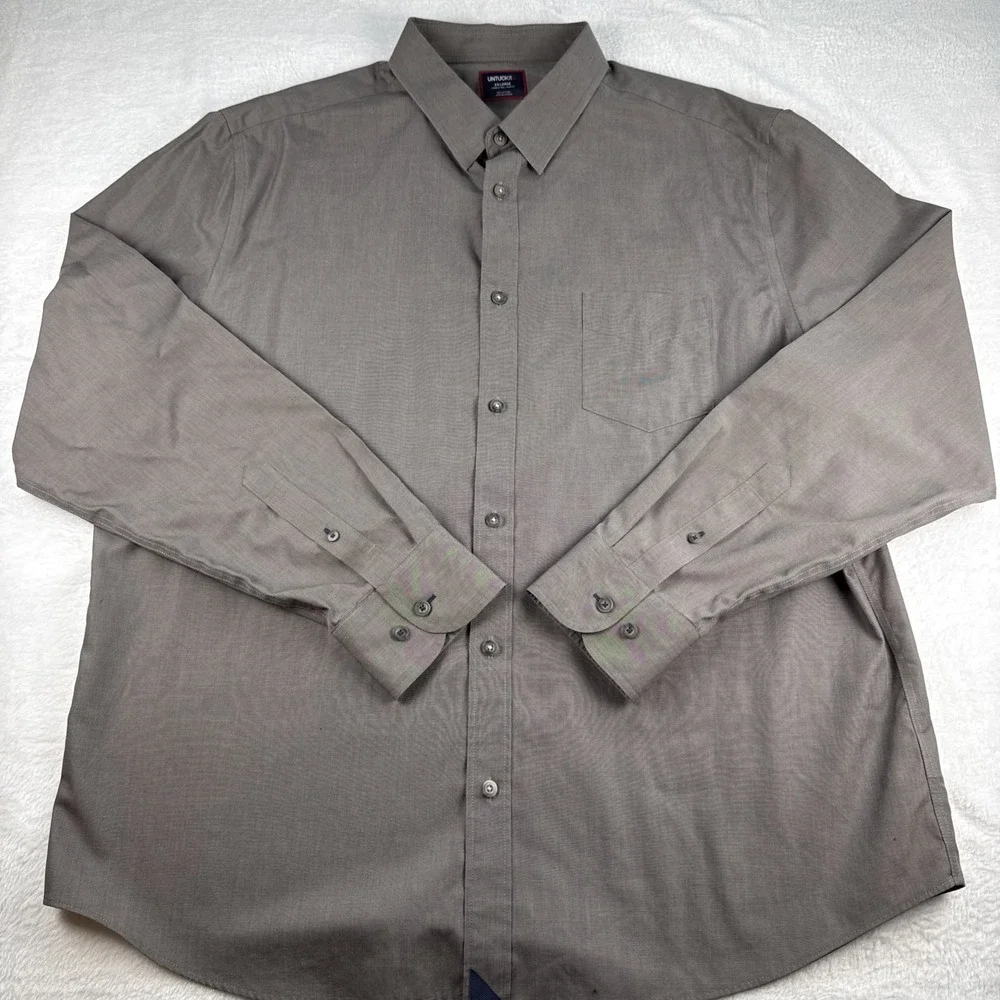 Untuckit Slim Fit Wrinkle Free Mens XXL Solid Gray‎ Button Up Long Sleeve